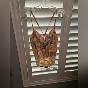 B WEAR Floral Print Spaghetti Strap Top Size XS